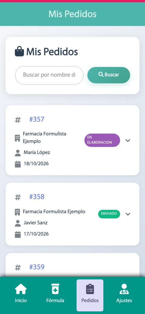 App Mi Formulista: listado de pedidos